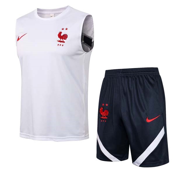 Camiseta Francia Sin Mangas Conjunto Completo 2022 Blanco